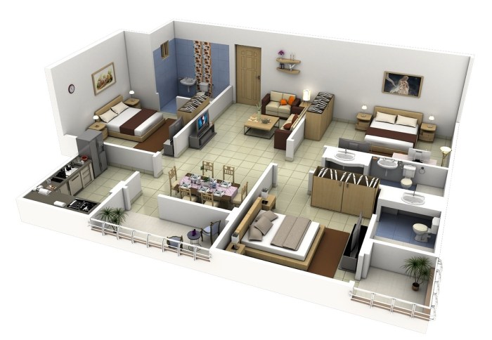 Bedroom three two apartment floor apartments plans house bath bathroom plan balcony bethesda scale dimensions md units approximate furniture may