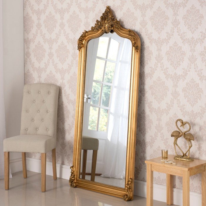 How to decorate bedroom with gold framed mirror