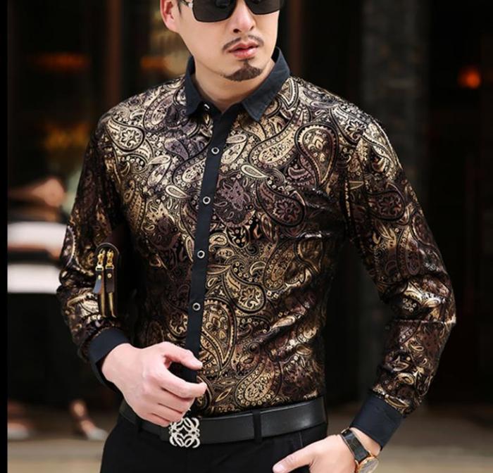 Mens print dress shirt