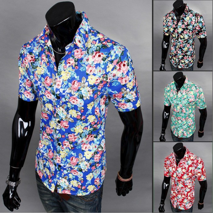 Mens blue floral dress shirt