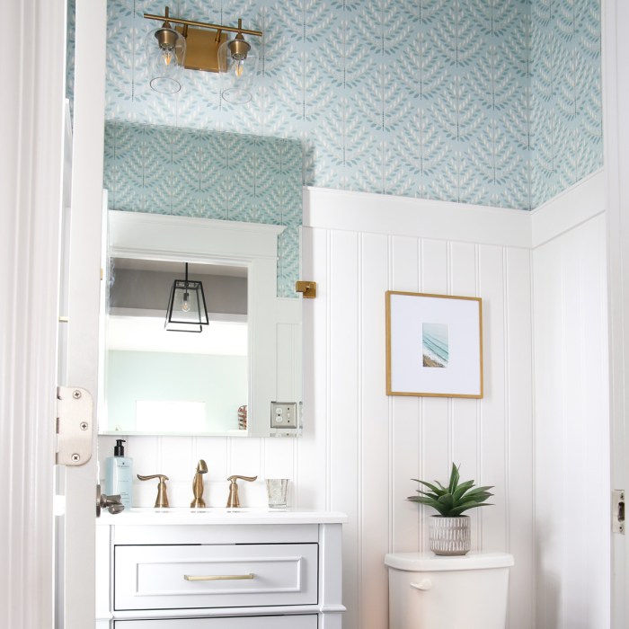 How to decorate powder room door in kitchen