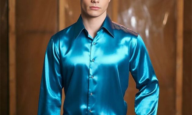 Men's shiny satin dress shirts