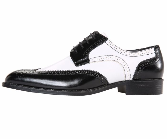 Two tone black and white mens dress shoes